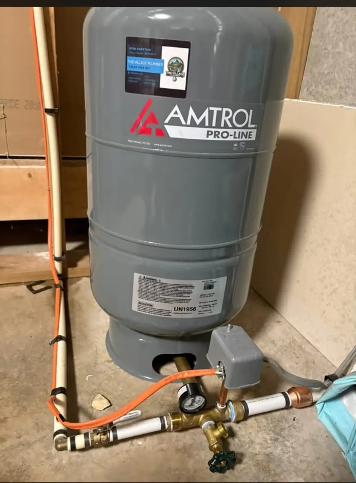 Amtrol bladder pressure tank installed on a well water system by The Village Plumber in North Georgia